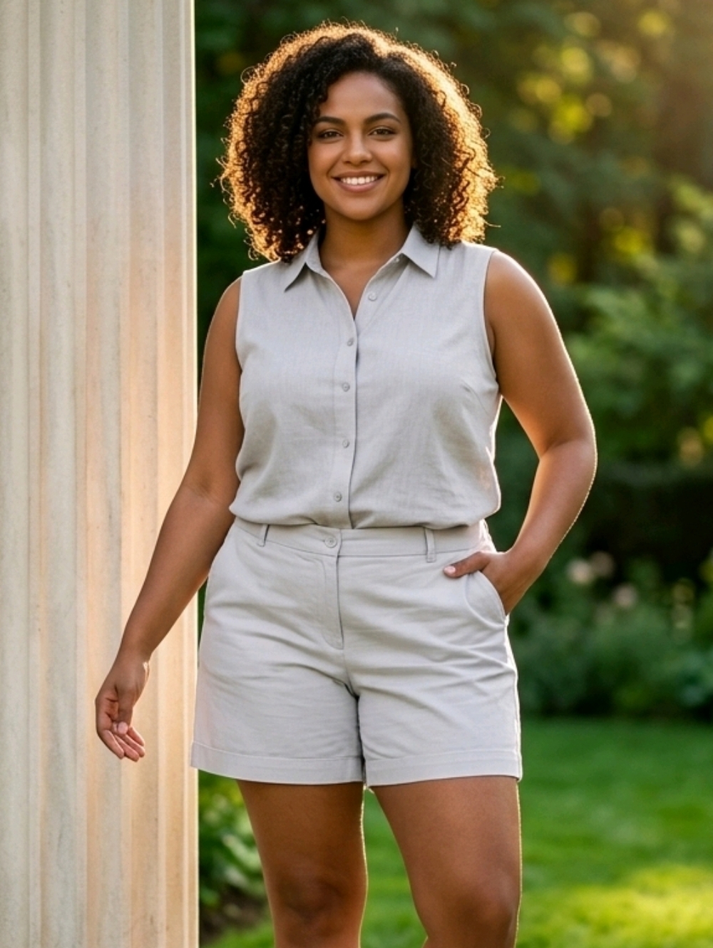 Worthington Modern Fit Shorts Solid White High Rise Relaxed Uniform Chino Casual